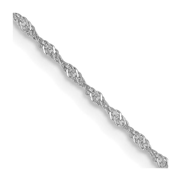 14k White Gold 18 inch 1.10mm Singapore with Spring Ring Clasp Chain